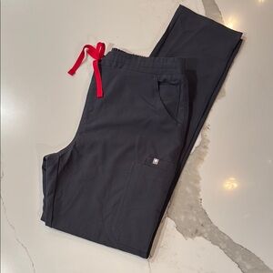 NWT Figs Charcoal Yola skinny Pants with Red Accents